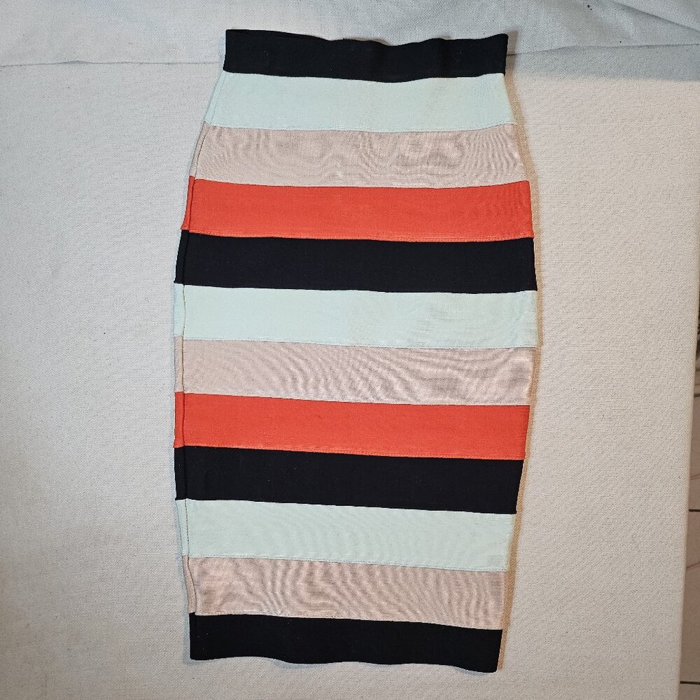 Bebe Stripped Midi Skirt - Size Small